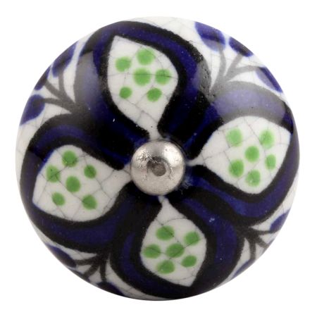 Navy Blue Flower Crackle Ceramic Wine Stopper